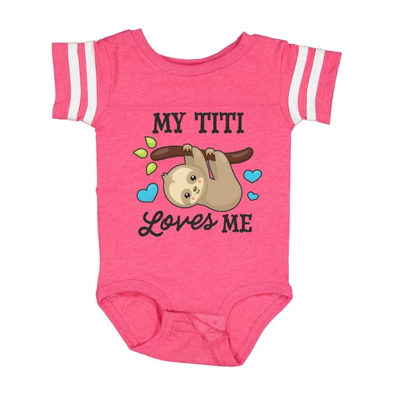 Inktastic My Titi Loves Me with Sloth and Hearts Boys or Girls Baby Bodysuit