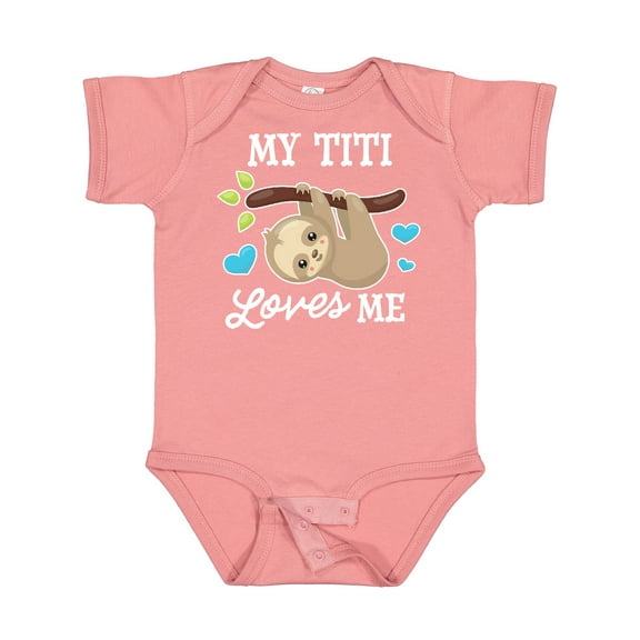 Inktastic My Titi Loves Me with Sloth and Hearts Boys or Girls Baby Bodysuit