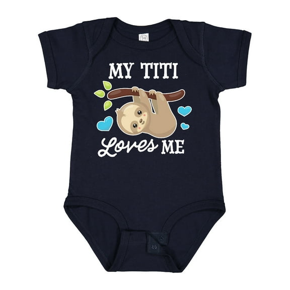 Inktastic My Titi Loves Me with Sloth and Hearts Boys or Girls Baby Bodysuit