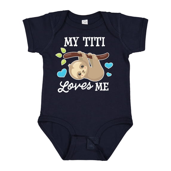 Inktastic My Titi Loves Me with Sloth and Hearts Boys or Girls Baby Bodysuit