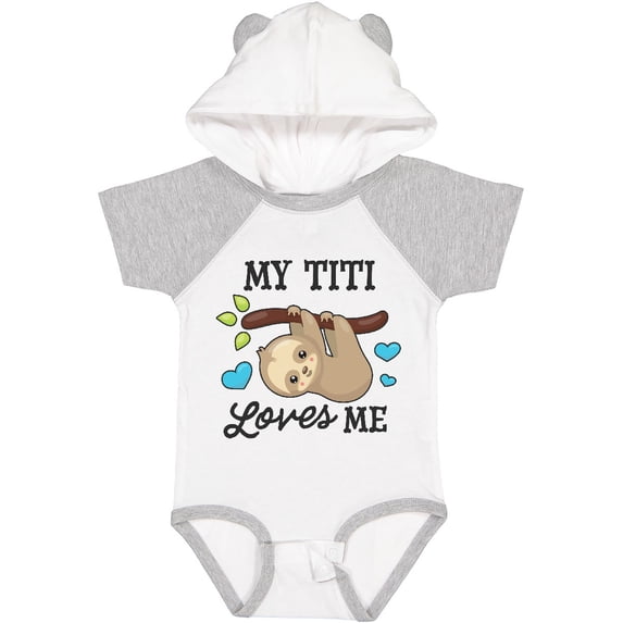 Inktastic My Titi Loves Me with Sloth and Hearts Boys or Girls Baby Bodysuit