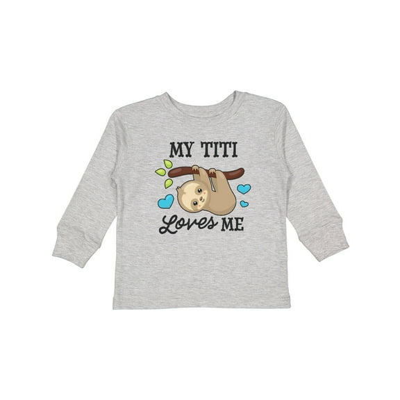Inktastic My Titi Loves Me with Sloth and Hearts Boys or Girls Long Sleeve Toddler T-Shirt