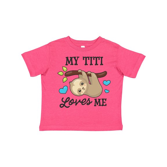 Inktastic My Titi Loves Me with Sloth and Hearts Boys or Girls Toddler T-Shirt