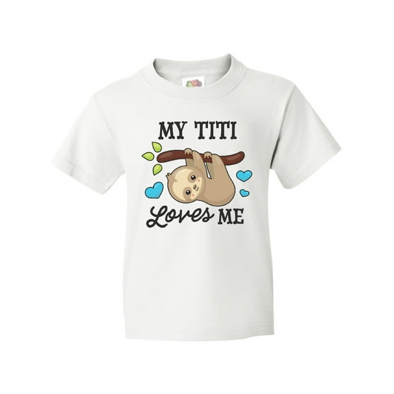 Inktastic My Titi Loves Me with Sloth and Hearts Youth T-Shirt