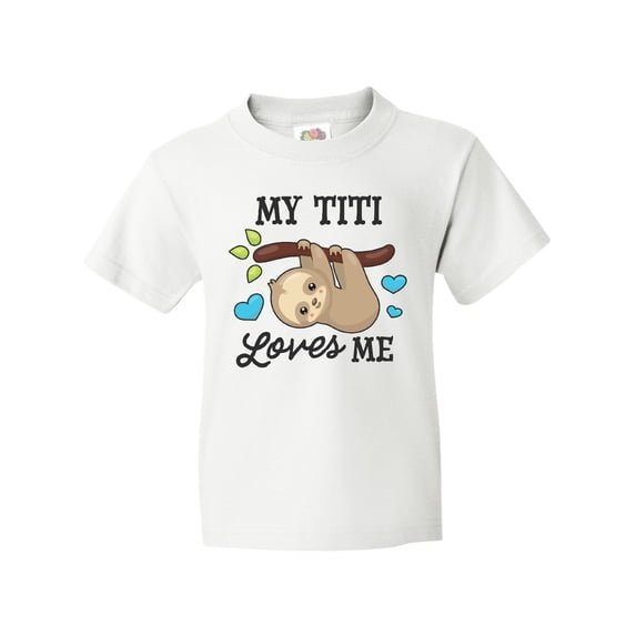 Inktastic My Titi Loves Me with Sloth and Hearts Youth T-Shirt