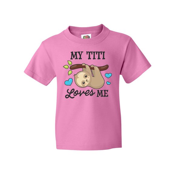 Inktastic My Titi Loves Me with Sloth and Hearts Youth T-Shirt