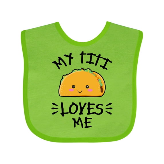 Inktastic My Titi Loves Me with Taco Illustration Boys or Girls Baby Bib