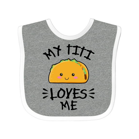Inktastic My Titi Loves Me with Taco Illustration Boys or Girls Baby Bib