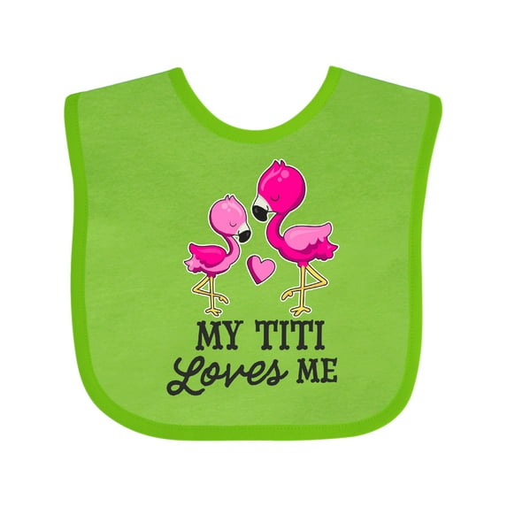 Inktastic My Titi Loves Me with Two Flamingos Boys or Girls Baby Bib