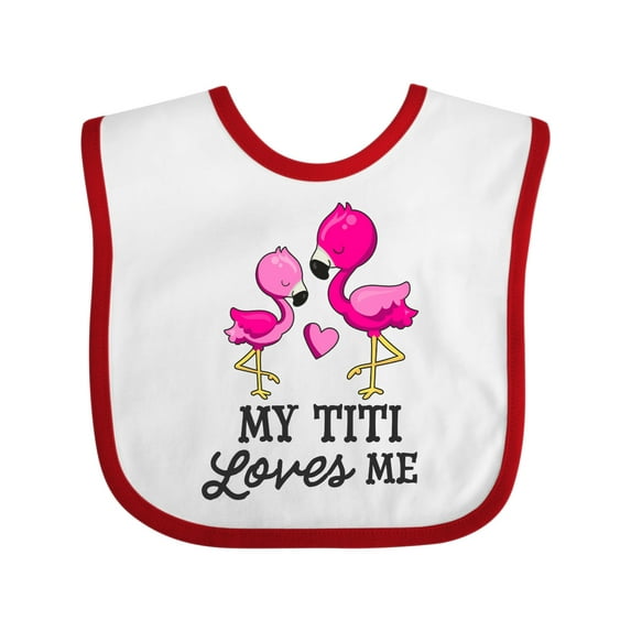 Inktastic My Titi Loves Me with Two Flamingos Boys or Girls Baby Bib