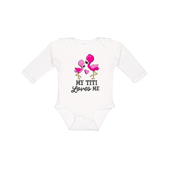 Inktastic My Titi Loves me with Two Flamingos Boys or Girls Long Sleeve Baby Bodysuit