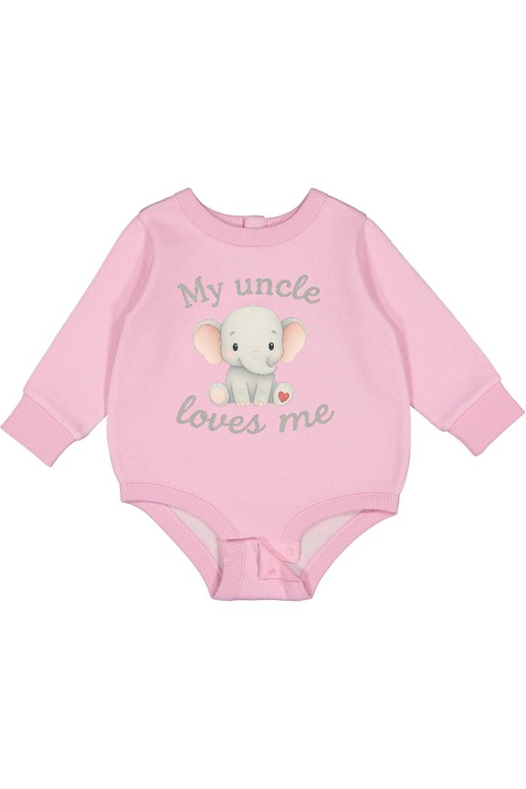 My Uncle Loves Me Cute Elephant Baby Fleece Bodysuit