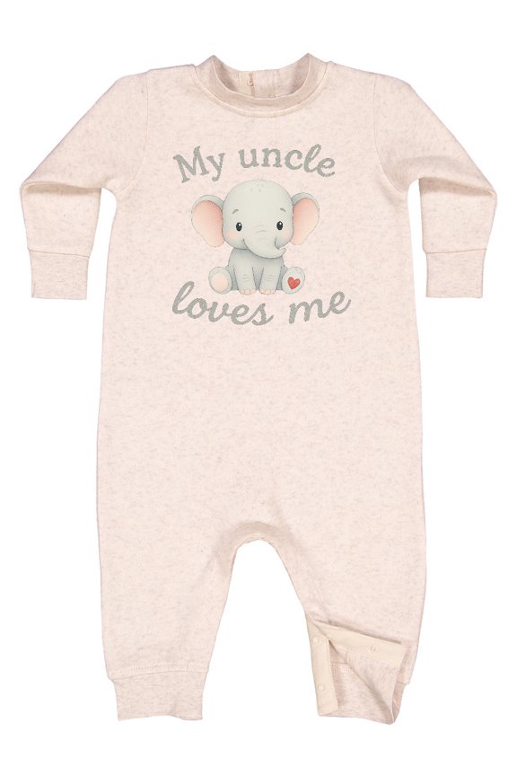 My Uncle Loves Me Cute Elephant Baby Fleece Romper