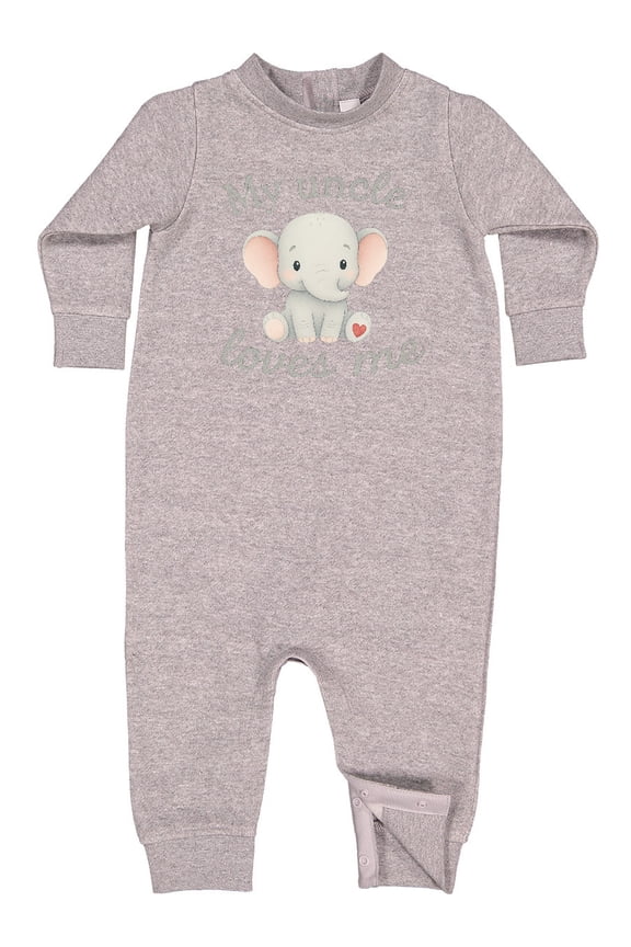 My Uncle Loves Me Cute Elephant Baby Fleece Romper