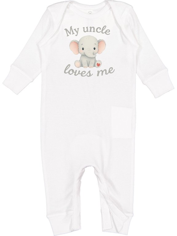 My Uncle Loves Me Cute Elephant Baby Romper Coveralls