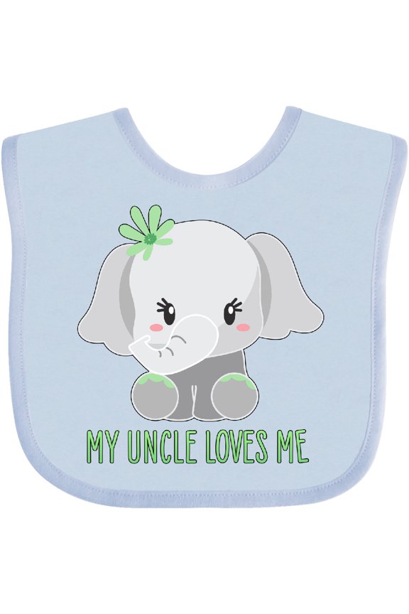 My Uncle Loves Me Cute Elephant Boys or Girls Baby Bib