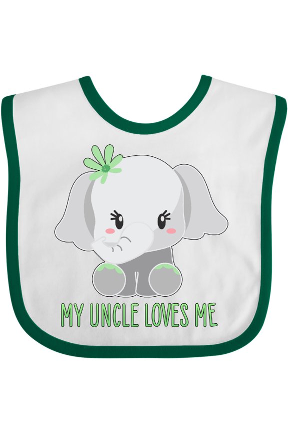 My Uncle Loves Me Cute Elephant Boys or Girls Baby Bib