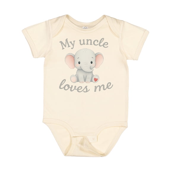 Inktastic My Uncle Loves Me Cute Elephant Boys or Girls Baby Bodysuit