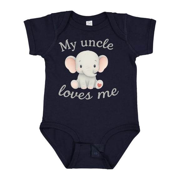 Inktastic My Uncle Loves Me Cute Elephant Boys or Girls Baby Bodysuit