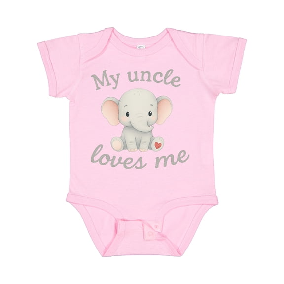 Inktastic My Uncle Loves Me Cute Elephant Boys or Girls Baby Bodysuit
