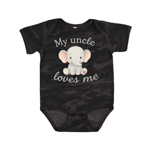 Inktastic My Uncle Loves Me Cute Elephant Boys or Girls Baby Bodysuit