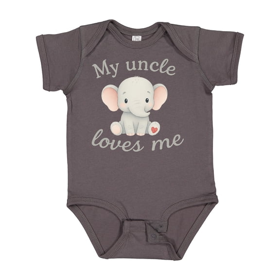 Inktastic My Uncle Loves Me Cute Elephant Boys or Girls Baby Bodysuit