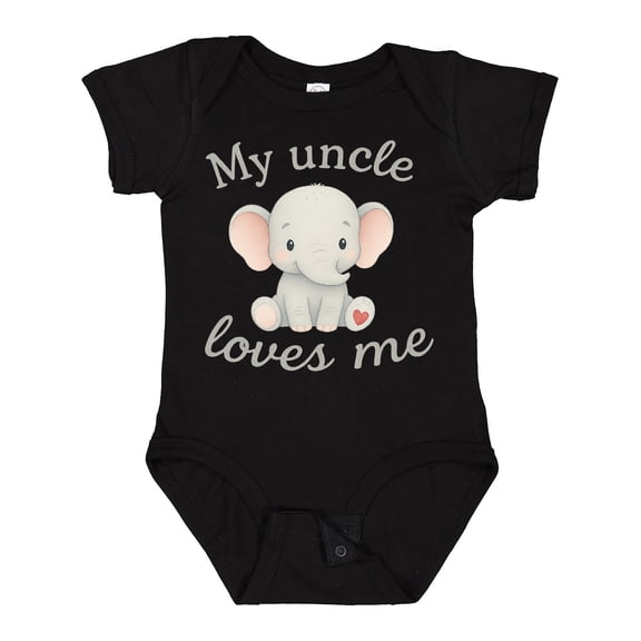 Inktastic My Uncle Loves Me Cute Elephant Boys or Girls Baby Bodysuit