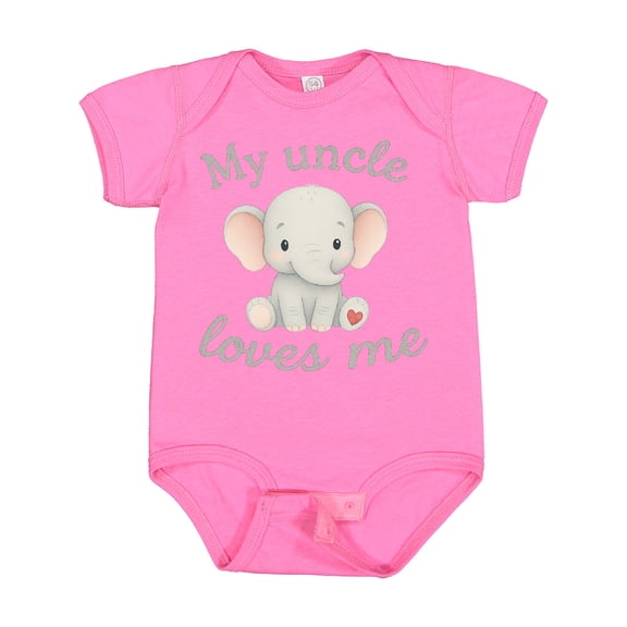 Inktastic My Uncle Loves Me Cute Elephant Boys or Girls Baby Bodysuit