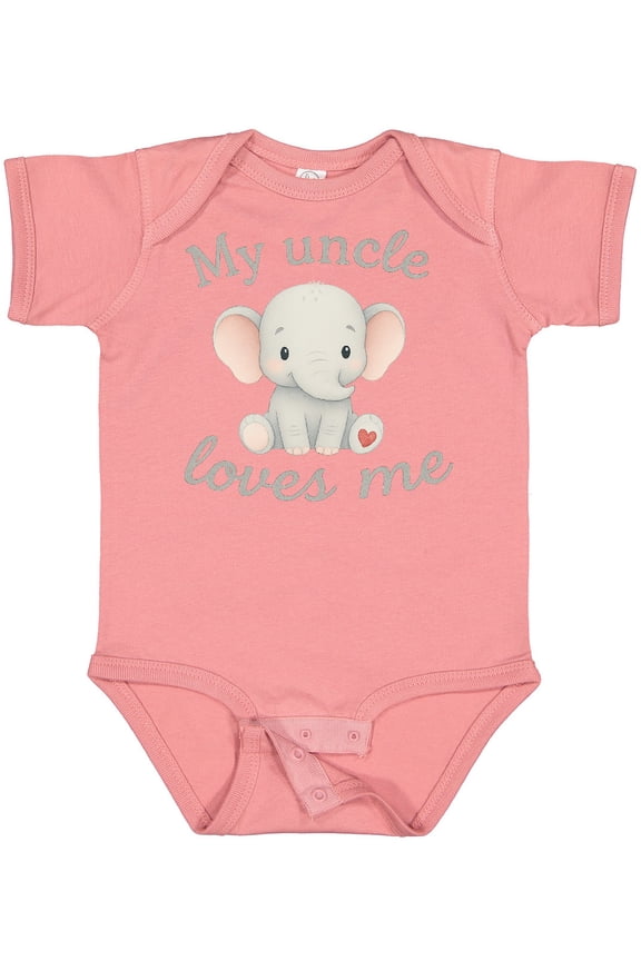 My Uncle Loves Me Cute Elephant Boys or Girls Baby Bodysuit