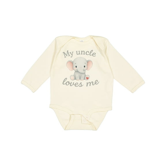 Inktastic My Uncle Loves Me Cute Elephant Boys or Girls Long Sleeve Baby Bodysuit