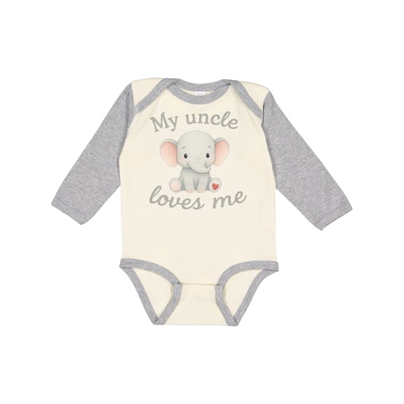 Inktastic My Uncle Loves Me Cute Elephant Boys or Girls Long Sleeve Baby Bodysuit