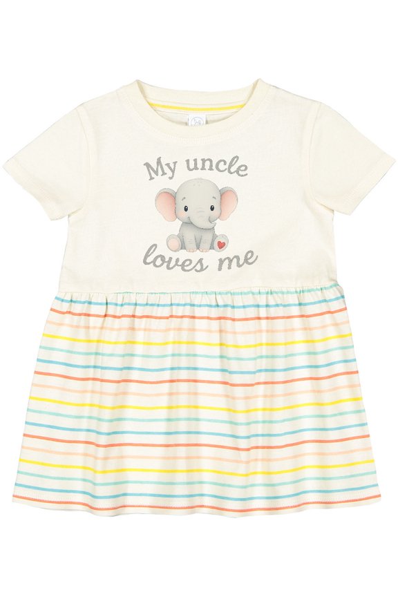 My Uncle Loves Me Cute Elephant Girls Baby Dress
