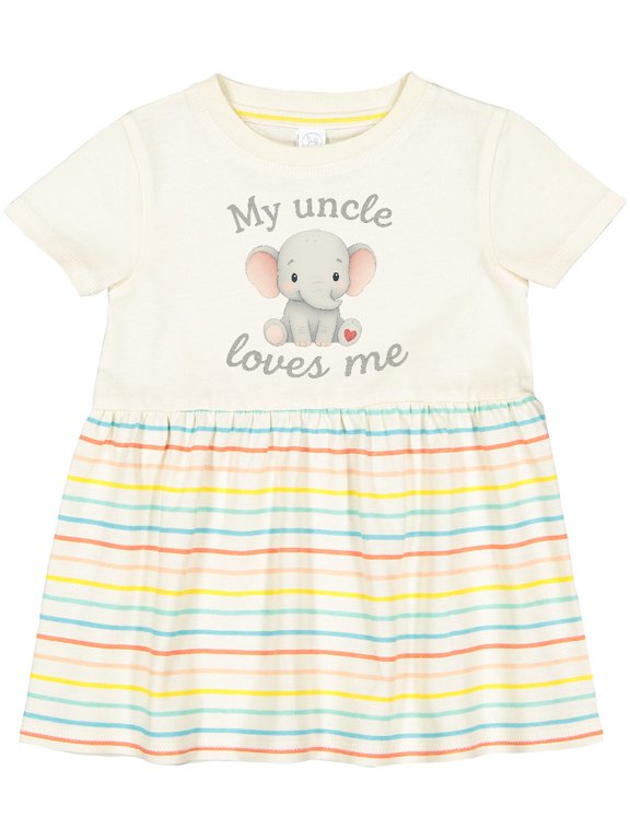 My Uncle Loves Me Cute Elephant Girls Baby Dress