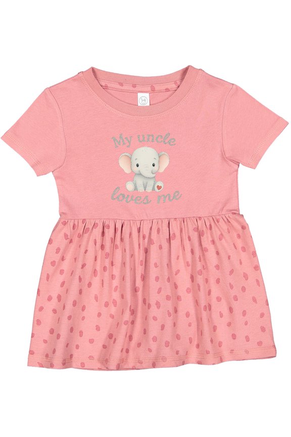 My Uncle Loves Me Cute Elephant Girls Baby Dress