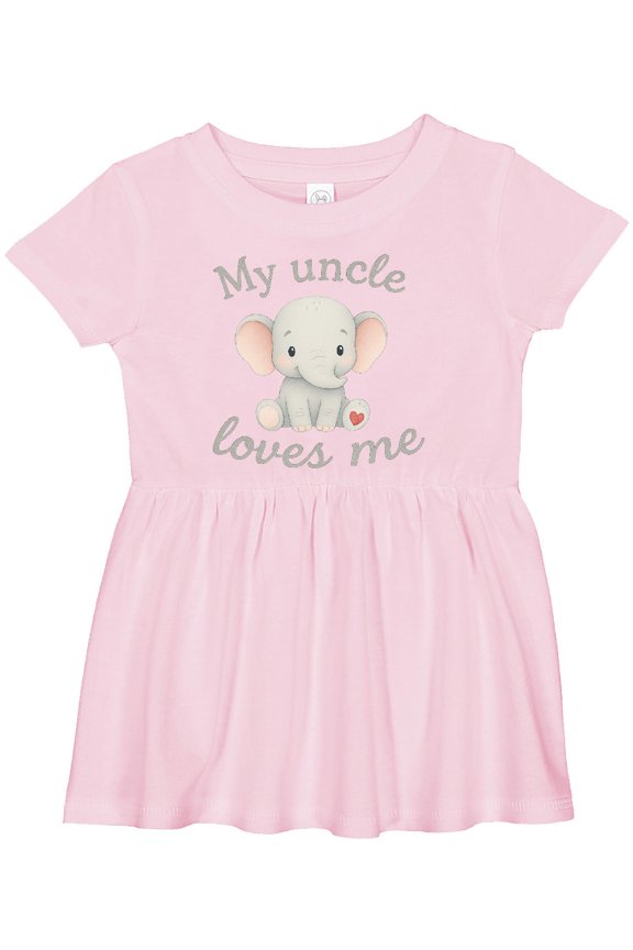 My Uncle Loves Me Cute Elephant Girls Baby Dress