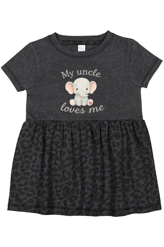 My Uncle Loves Me Cute Elephant Girls Baby Dress