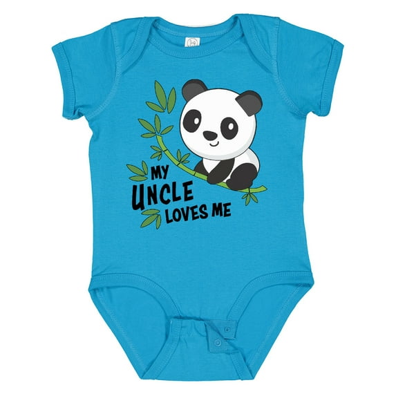 Inktastic My Uncle Loves Me Cute Panda Boys or Girls Baby Bodysuit