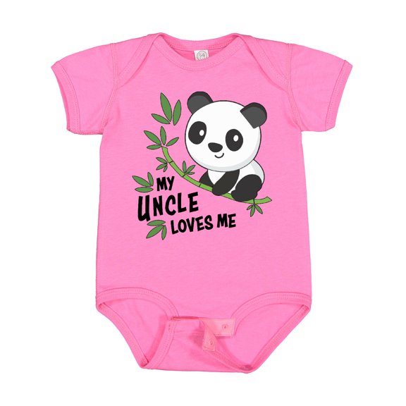 Inktastic My Uncle Loves Me Cute Panda Boys or Girls Baby Bodysuit