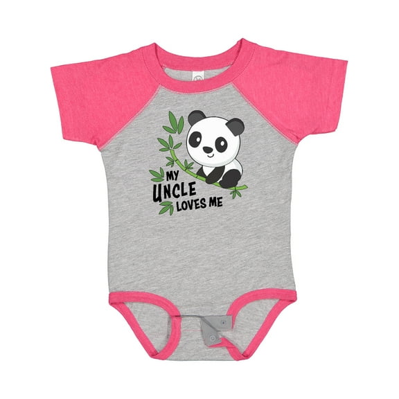 Inktastic My Uncle Loves Me Cute Panda Boys or Girls Baby Bodysuit