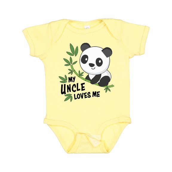 Inktastic My Uncle Loves Me Cute Panda Boys or Girls Baby Bodysuit