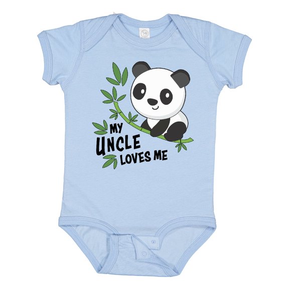 Inktastic My Uncle Loves Me Cute Panda Boys or Girls Baby Bodysuit