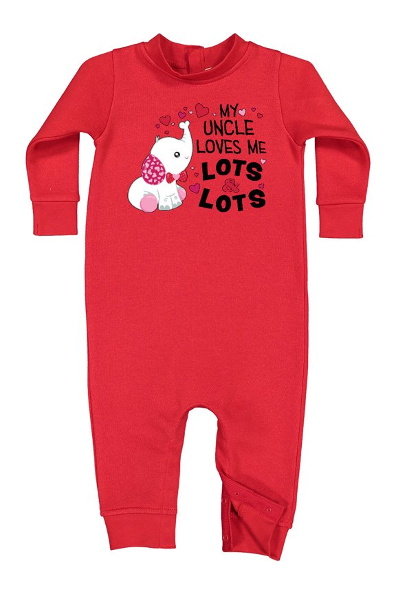My Uncle Loves Me Lots and Lots Cute Elephant Baby Fleece Romper