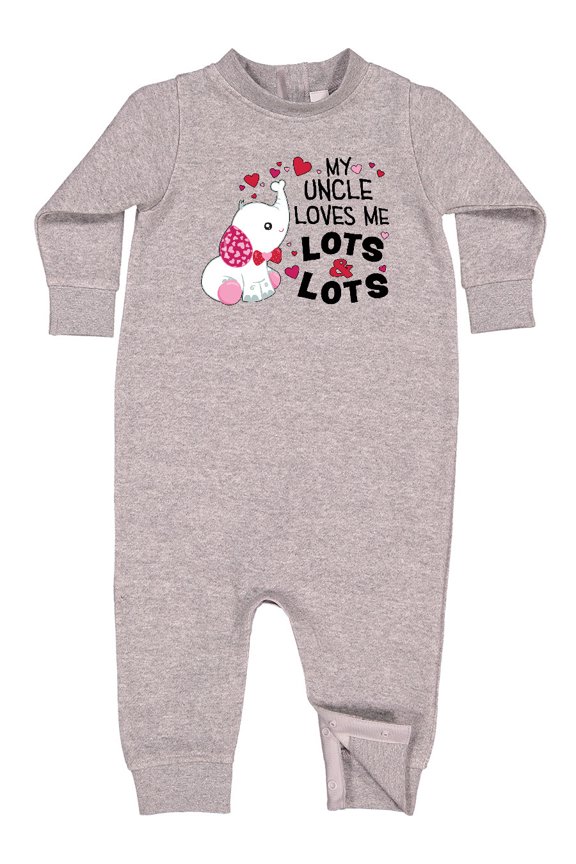 My Uncle Loves Me Lots and Lots Cute Elephant Baby Fleece Romper