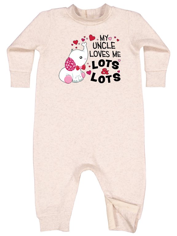 My Uncle Loves Me Lots and Lots Cute Elephant Baby Fleece Romper