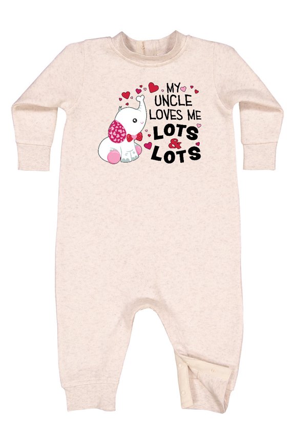 My Uncle Loves Me Lots and Lots Cute Elephant Baby Fleece Romper