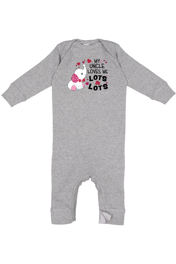 My Uncle Loves Me Lots and Lots Cute Elephant Baby Romper Coveralls