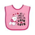 thumbnail image 1 of Inktastic My Uncle Loves Me Lots and Lots Cute Elephant Boys or Girls Baby Bib, 1 of 4
