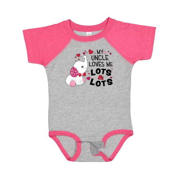 Inktastic My Uncle Loves Me Lots and Lots Cute Elephant Boys or Girls Baby Bodysuit