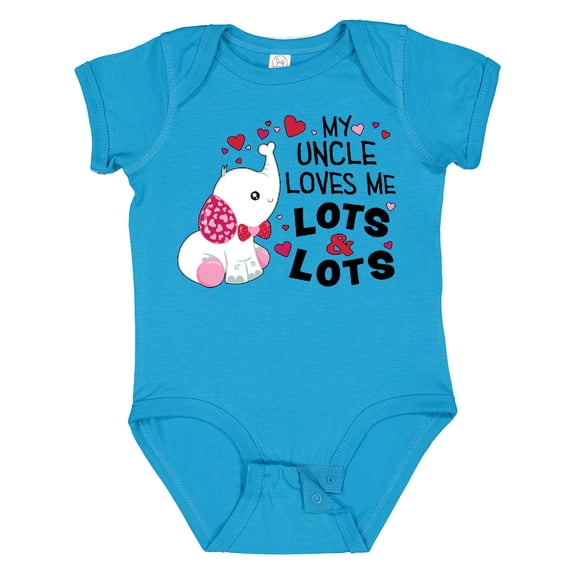 Inktastic My Uncle Loves Me Lots and Lots Cute Elephant Boys or Girls Baby Bodysuit