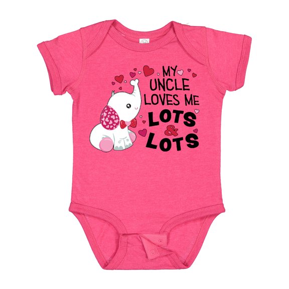 Inktastic My Uncle Loves Me Lots and Lots Cute Elephant Boys or Girls Baby Bodysuit